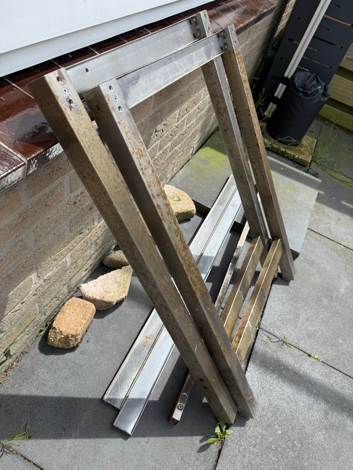 Tafel onderstel tafelpoten RVS - roestig, Huis en Inrichting, Tafelonderdelen, Ophalen, Tafelpoot, Gebruikt, 100 tot 150 cm