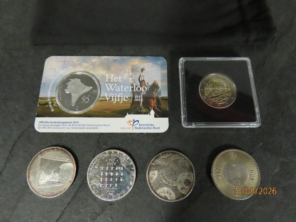 Kleine verzameling NL Munten € o.a. D-Day en Waterloo, Gebruikt, Ophalen of Verzenden