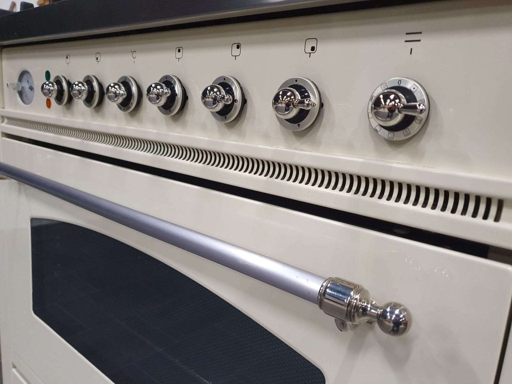 Luxe Boretti Fornuis 90cm crème + rvs Frytop 1 grote oven, Niet ingevuld, 60 cm of meer, Niet ingevuld, Ophalen of Verzenden
