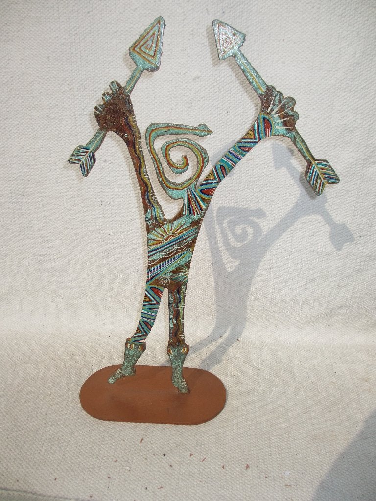 Vintage beeld Robert Shields 1999 "Native American", Antiek en Kunst, Ophalen of Verzenden, 20 - 50 cm, Beeld, Metaal