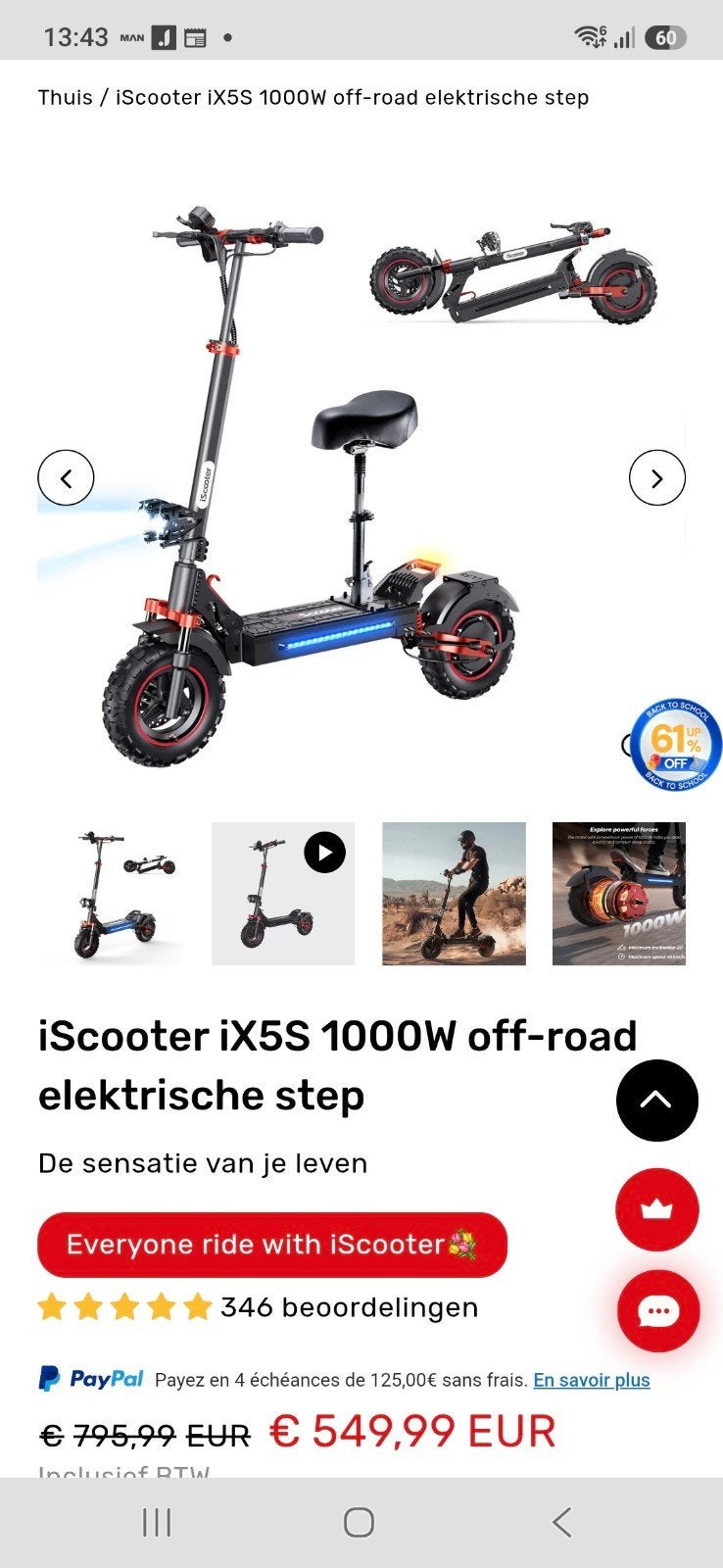 Elektrische step - Zo goed als nieuw, ideaal voor camping!, Ophalen of Verzenden, Zo goed als nieuw, Elektrische step (E-scooter)