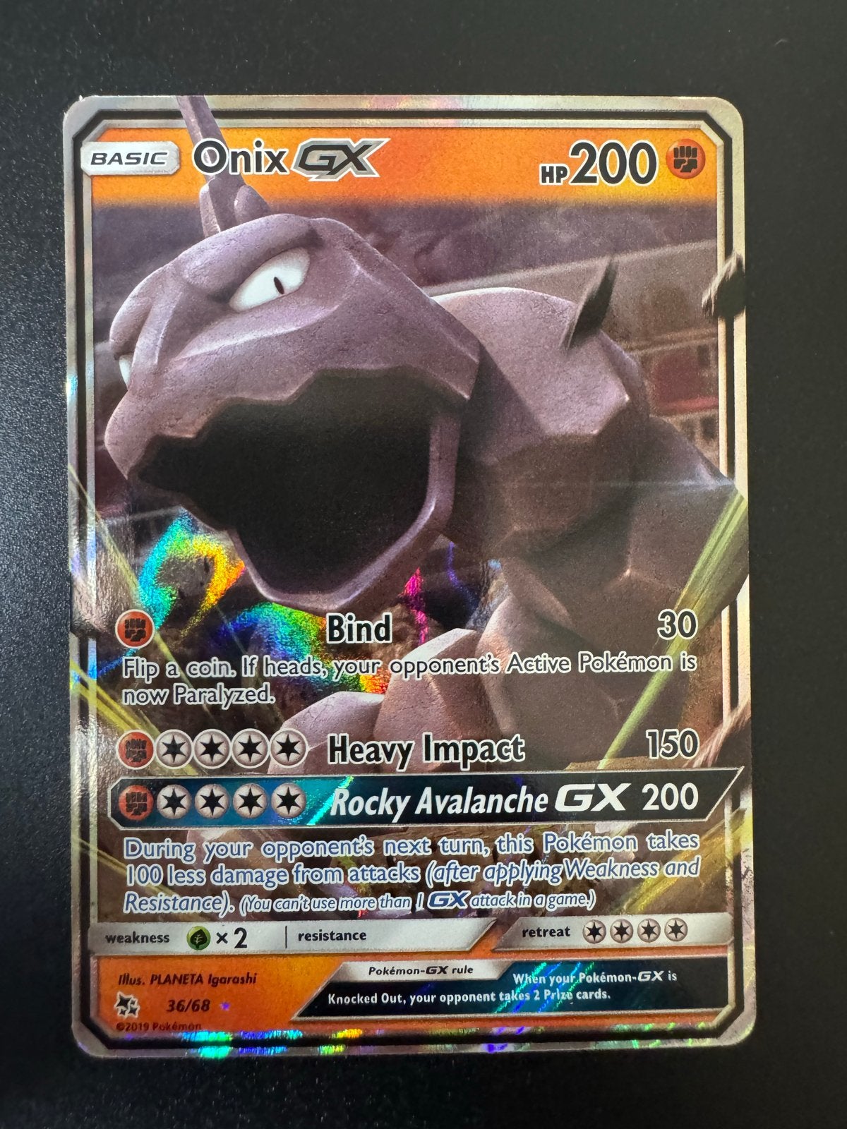 Onix GX Pokémon Kaart - Zeldzaam en in Topconditie, Ophalen of Verzenden, Zo goed als nieuw, Losse kaart, Foil
