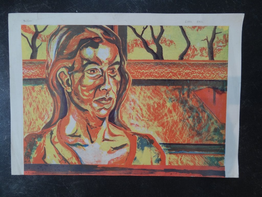 Kleurrijke litho jonge vrouw, Eric nr 90-200, Antiek en Kunst, Kunst | Litho's en Zeefdrukken, Origineel, Verzenden, Portret en Figuren