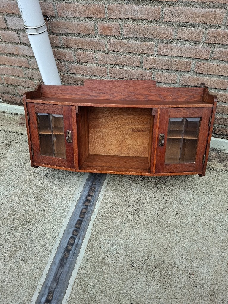 Eiken Art Deco hang / wand / bijbel kast groot formaat, Ophalen