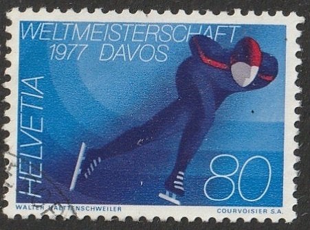 Zwitserland 1976 1082 WK Schaatsen, Gest, Postzegels en Munten, Ophalen of Verzenden, Gestempeld