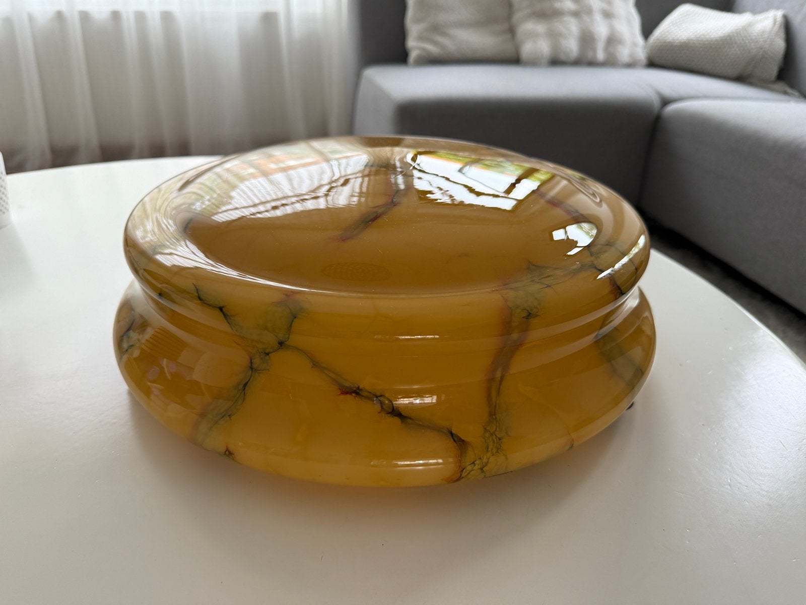 Mooie vintage glazen hanglamp, Antiek en Kunst, Ophalen