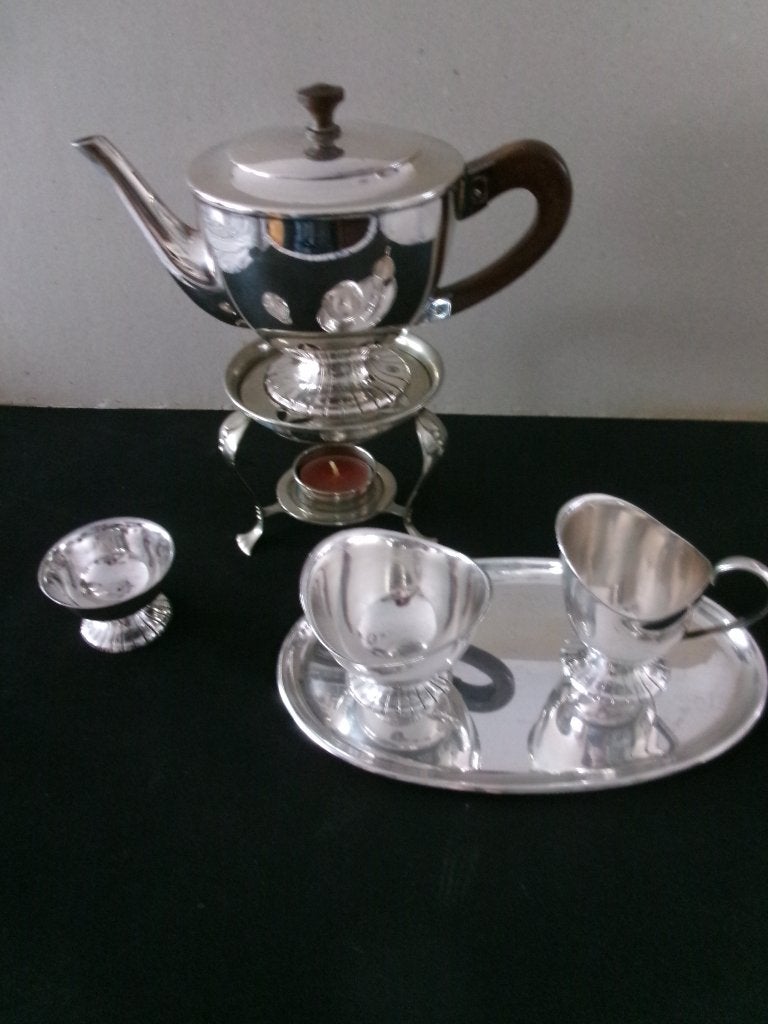 Zwaar verzilverd thee servies van D.E.6 delig, Ophalen of Verzenden