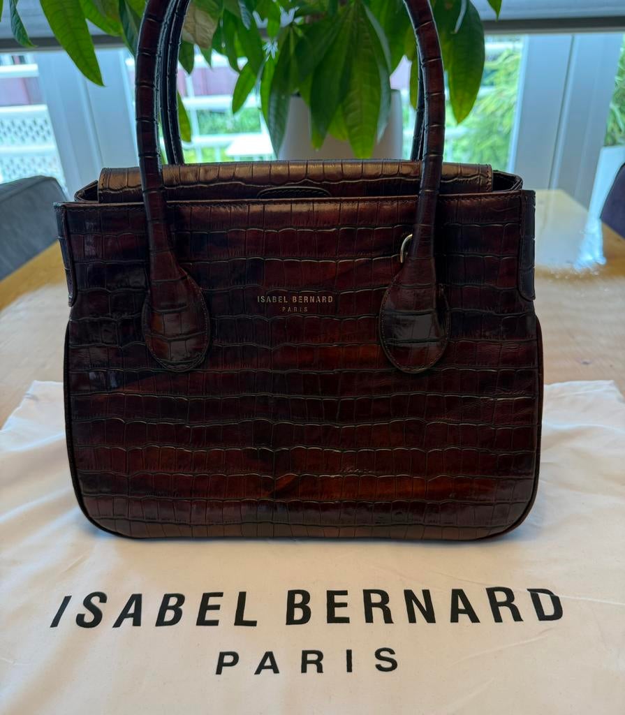 Isabel Bernard Honoré Inès Tabaca Croco Handtas, Ophalen of Verzenden, Gebruikt, Bruin, Handtas