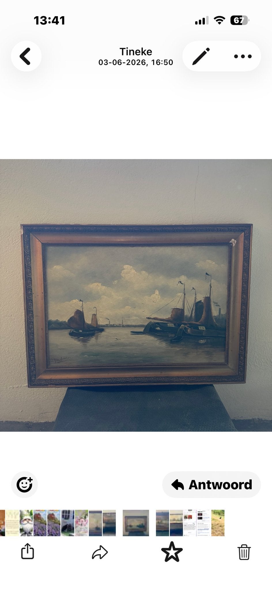 Klassiek Maritiem Schilderij - Olieverf op Doek, Antiek en Kunst, Ophalen, Maritiem / water, Doek, Olieverf
