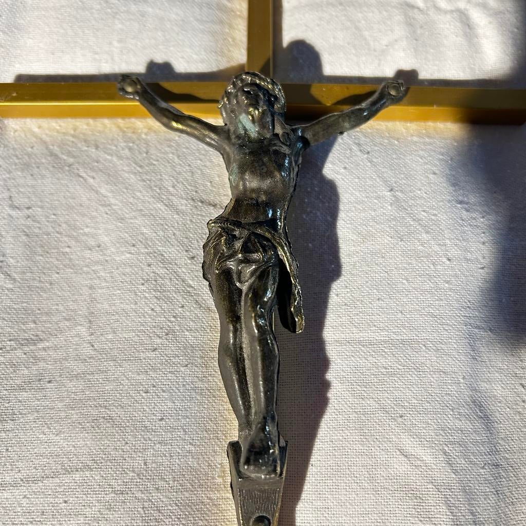 Vintage Groot kruis 46 cm met mooi beeld 13 cm, Antiek en Kunst, Ophalen of Verzenden