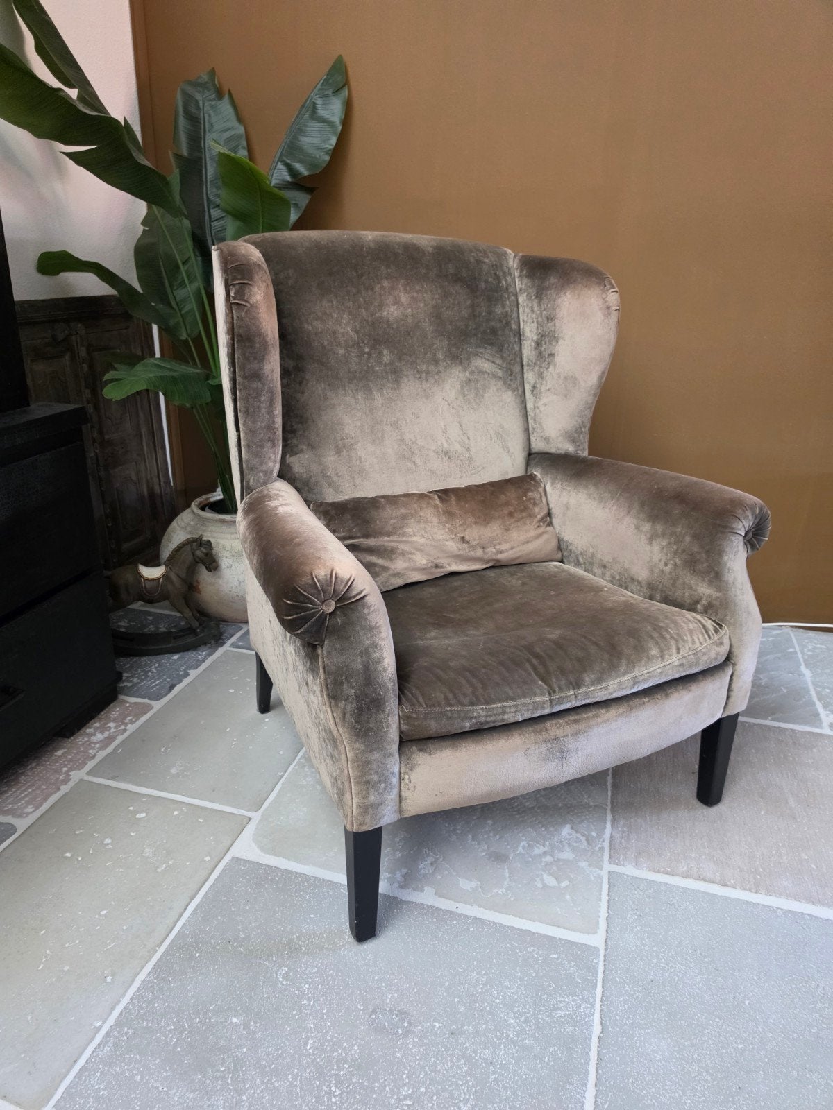 originele aura peeperkorn fauteuil, Ophalen, Zo goed als nieuw, Stof, 50 tot 75 cm