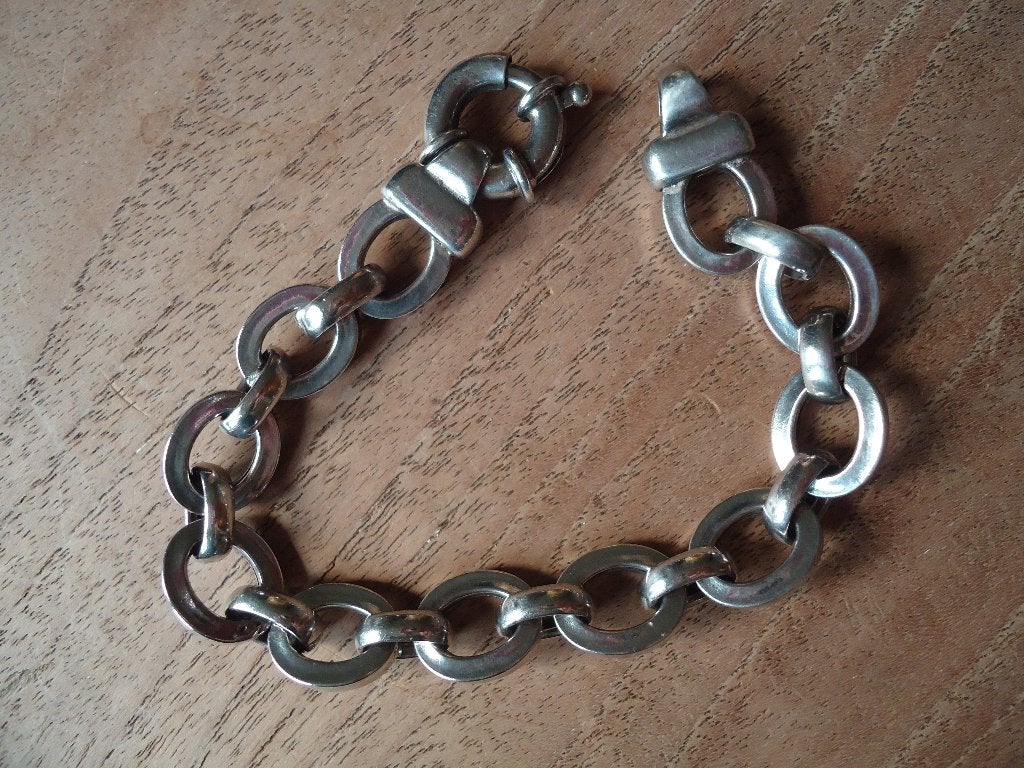 mooie echt zilveren jasseron armband ovale schakels 925, Ophalen of Verzenden, Gebruikt, Zilver, Zilver