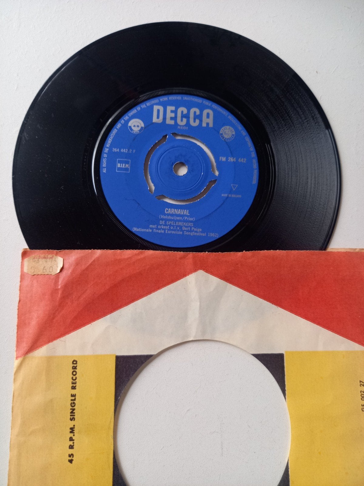 Decca single Katinka / Carnaval - Bob Scholte (1962), Gebruikt, 7 inch, Ophalen of Verzenden, EP