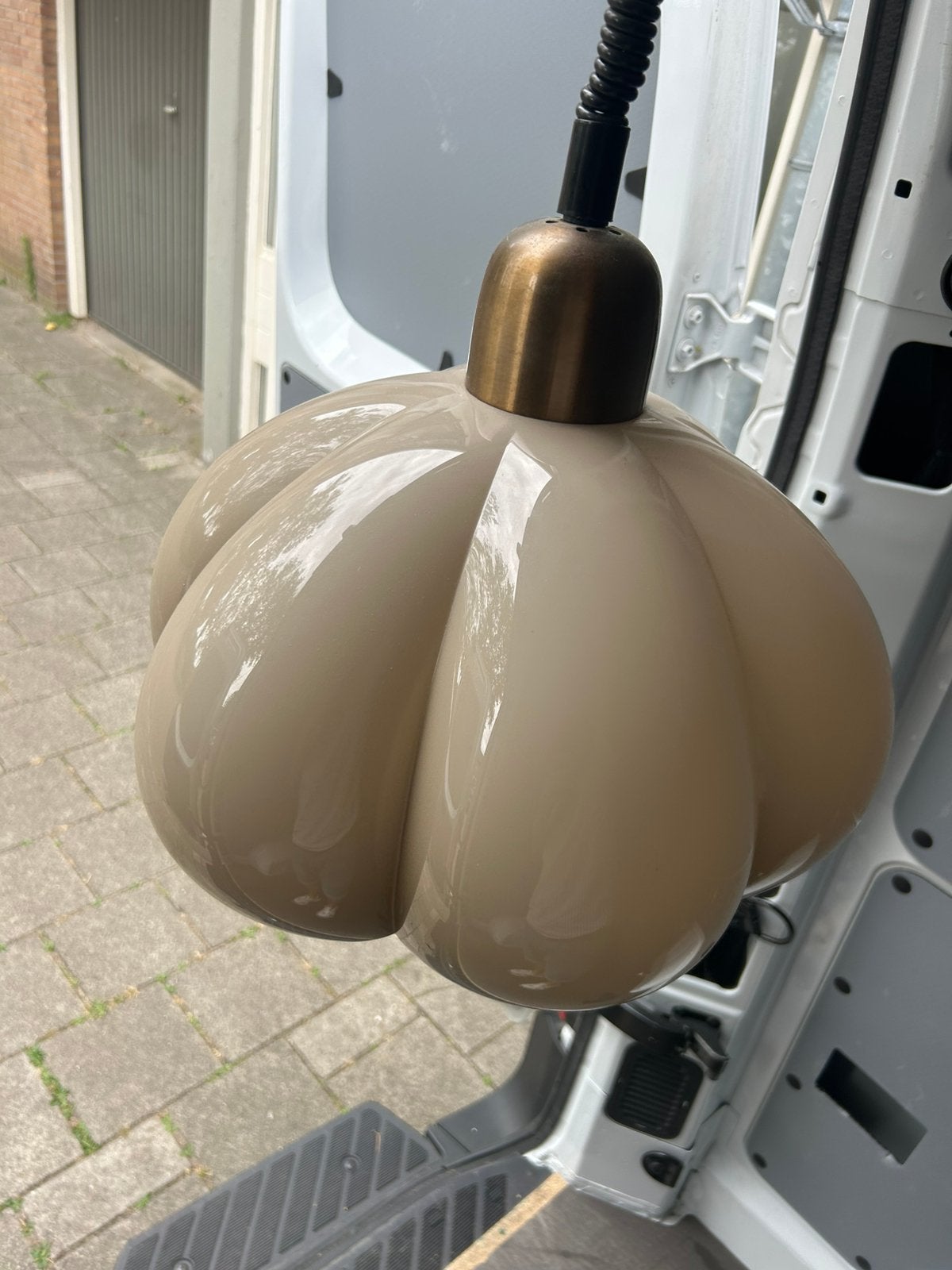 Vintage Herda 'Pumpkin' / pompoen hanglamp - jaren 70, Ophalen of Verzenden, Zo goed als nieuw, Kunststof
