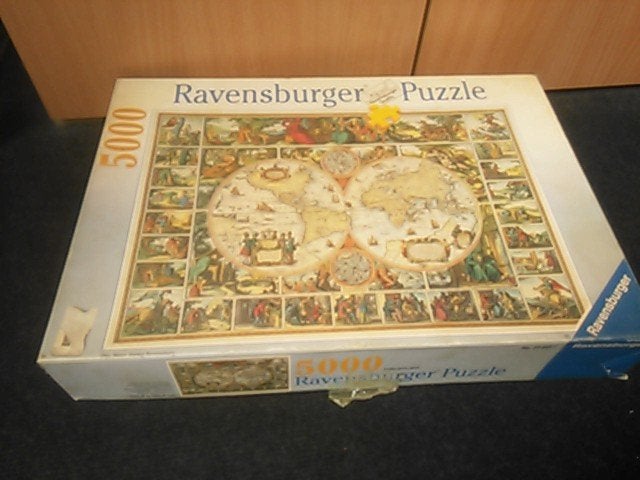 puzzel landkaart 5000 ravensburger, Ophalen, Meer dan 1500 stukjes, Gebruikt, Legpuzzel