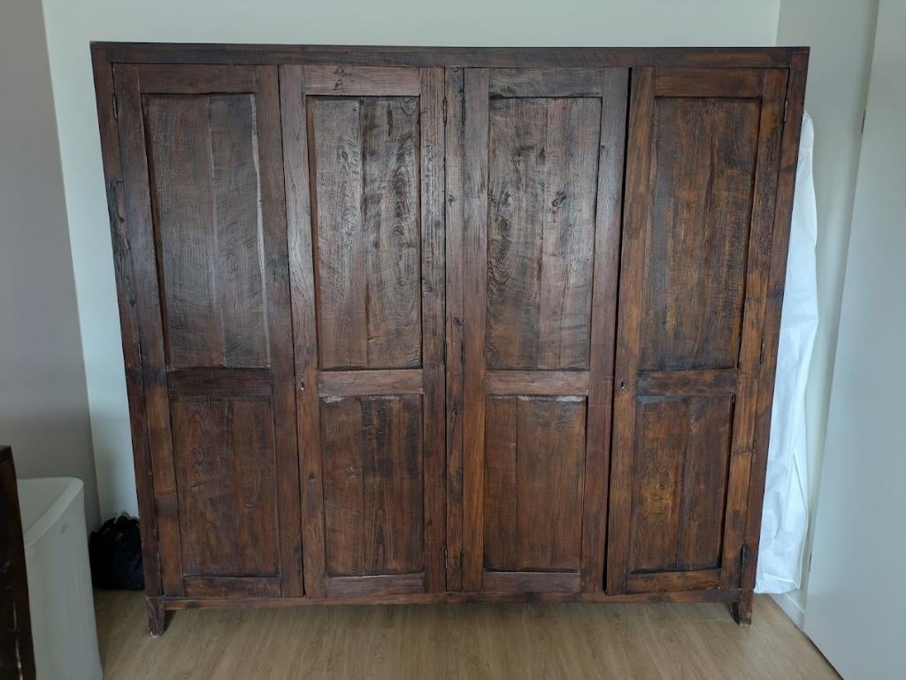 Goossens Teakhout Kledingkast incl. dressoir/commode, Gebruikt, 200 cm of meer, Teakhout, 200 cm of meer
