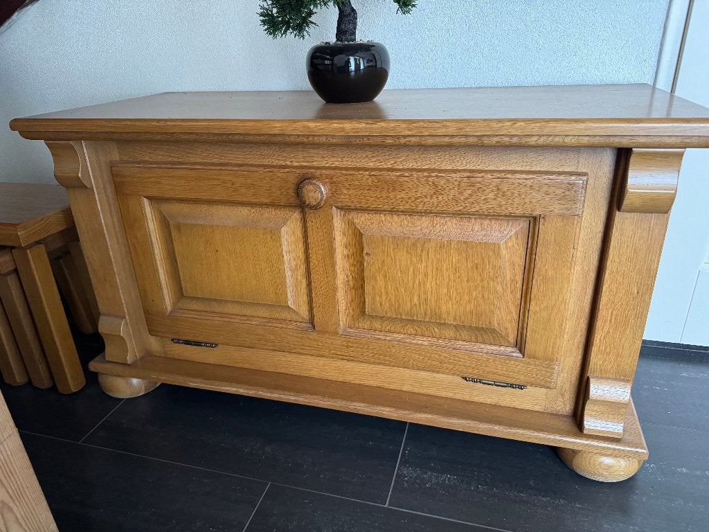 Eiken dekenkist, Ophalen, 50 – 75, Minder dan 50 cm, Gebruikt