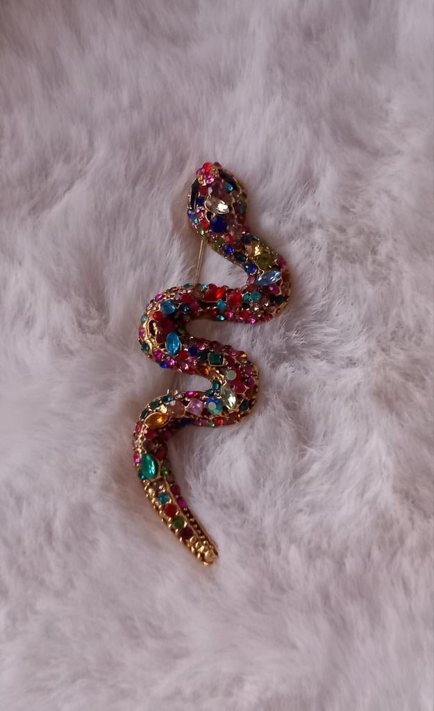 Gekleurde slang broche, Overige materialen, 4 tot 7 cm, Overige kleuren, Nieuw