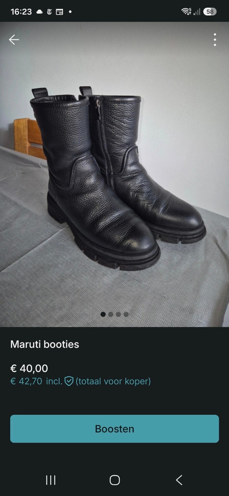 Maruti booties - Zwart leren laarzen, Zwart, Lage of Enkellaarzen, Ophalen of Verzenden, Zo goed als nieuw
