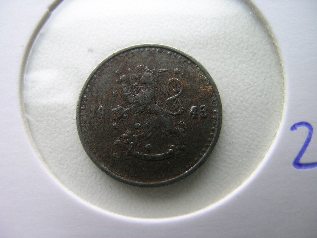25 Pennia 1943 Finland (nr 2), Ophalen of Verzenden, Overige landen, Losse munt