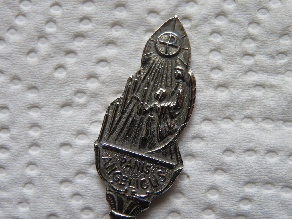 Religie Lepeltje Panis Angelicus (Brood van de Engelen), Verzenden, Zo goed als nieuw, Overige materialen, Bestek