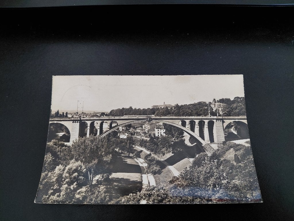 Luxemburg, Pont Adolphe en vallei La Petrusse, gelopen,1958, Verzenden, 1940 tot 1960, Gelopen, België en Luxemburg