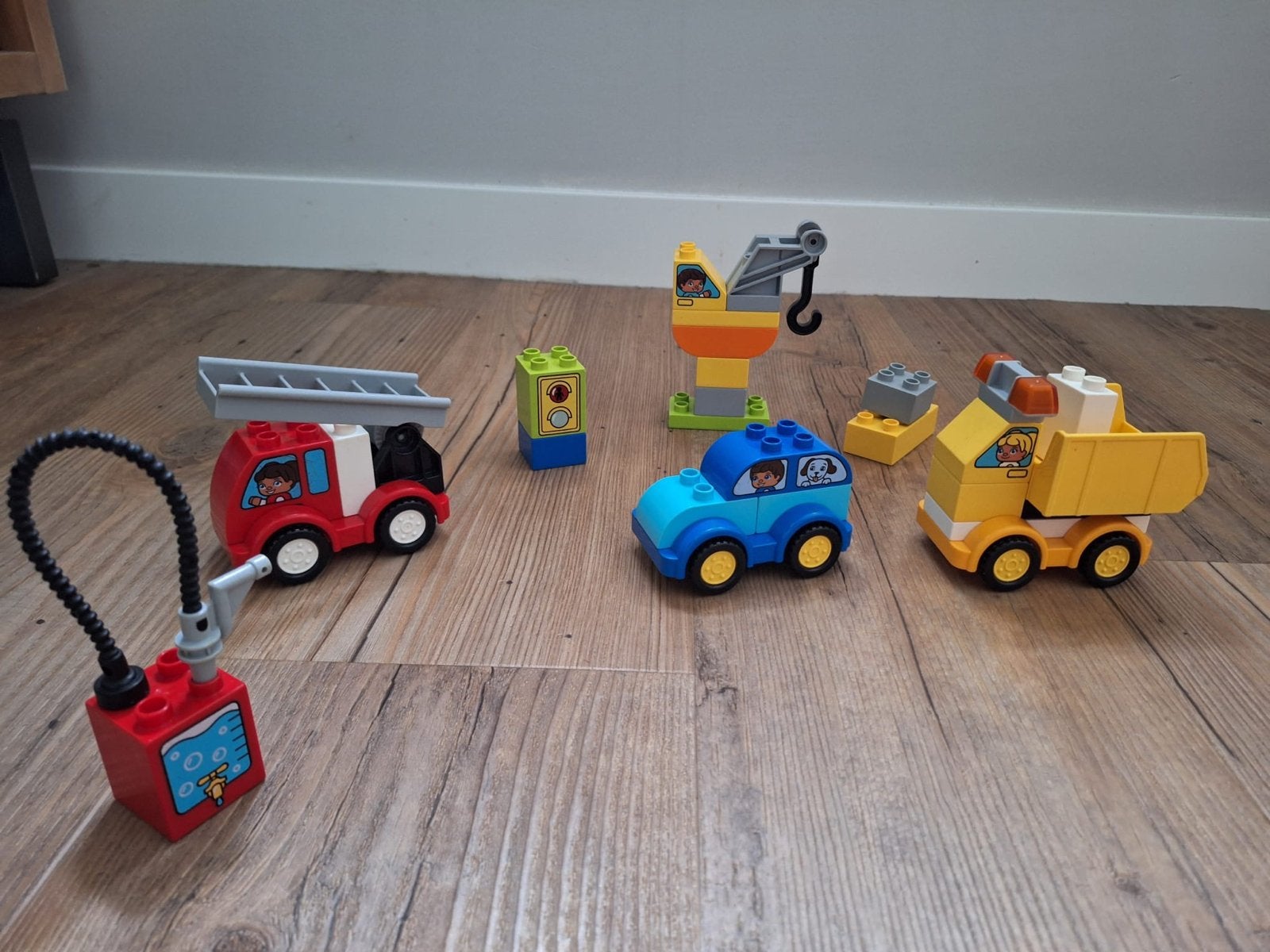 Lego Duplo Voertuigen Set: Brandweer, Kraan, Auto, Kiepwagen, Ophalen, Gebruikt