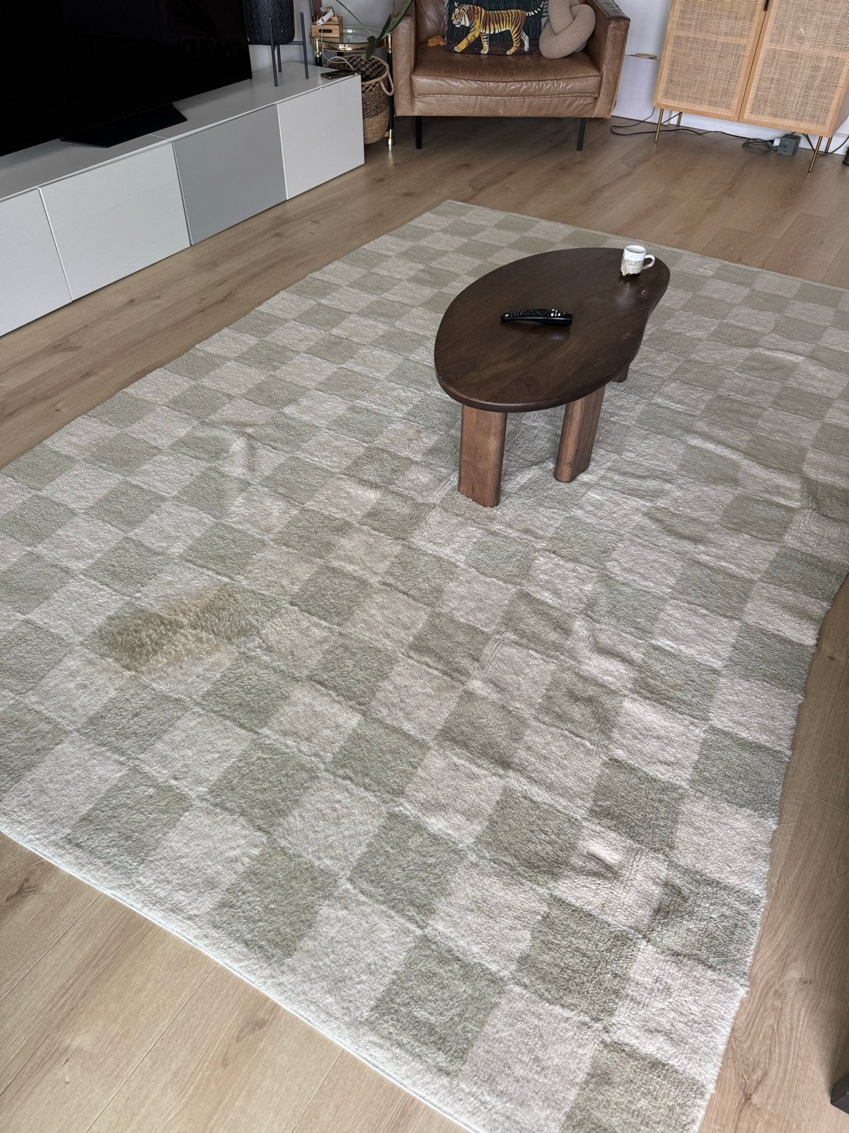 Groot wollen tapijt 200x300cm van H&M met koffievlek, Gebruikt, Beige, Ophalen of Verzenden, 200 cm of meer