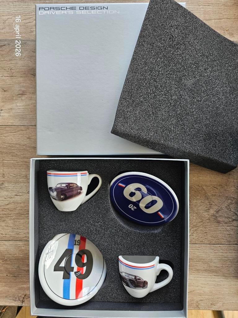 Porsche espresso kopjes 60 jaar pon, zeldzaam nieuw in doos, Ophalen of Verzenden, Nieuw, Formule 1