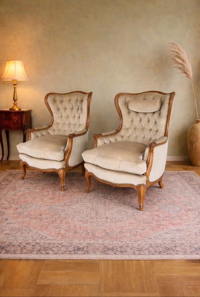 Barok bank vintage dons kussens velours fauteuils Queen Ann, Ophalen, Zo goed als nieuw, 75 tot 100 cm, 125 cm of meer