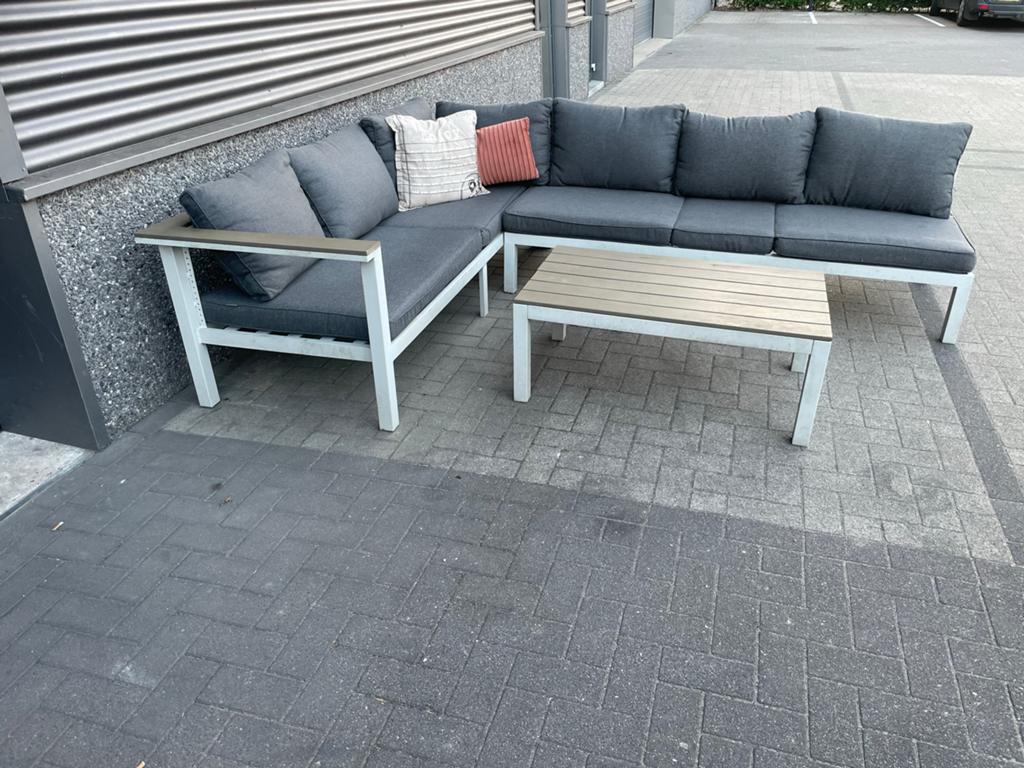 Prachtige Intratuin aluminium witte hoekloungeset, Tuin en Terras, Tuinsets en Loungesets, 5 zitplaatsen, Aluminium, Ophalen of Verzenden