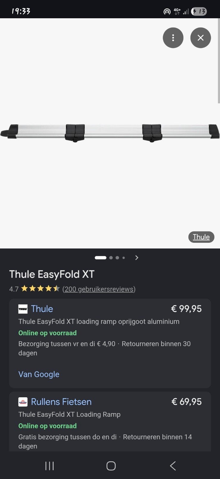oprijgoot thule easyfold, Ophalen of Verzenden, Zo goed als nieuw, Fietsendrager-accessoire, Roybouwens5gmail.com