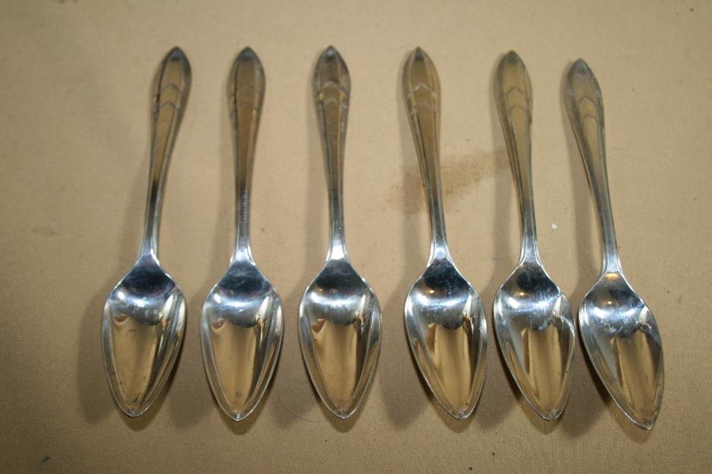6 Art Deco verzilverde fruitlepels, Ophalen of Verzenden