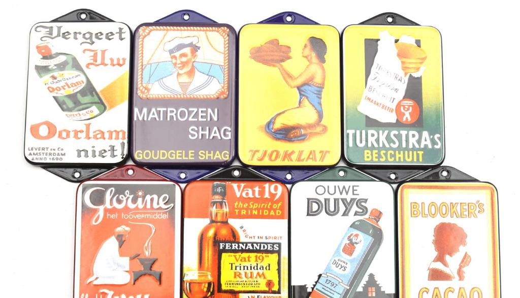 8 stuks - emaille deurpostje / emaille reclame, Verzamelen, Merken en Reclamevoorwerpen, Ophalen of Verzenden, Nieuw, Reclamebord