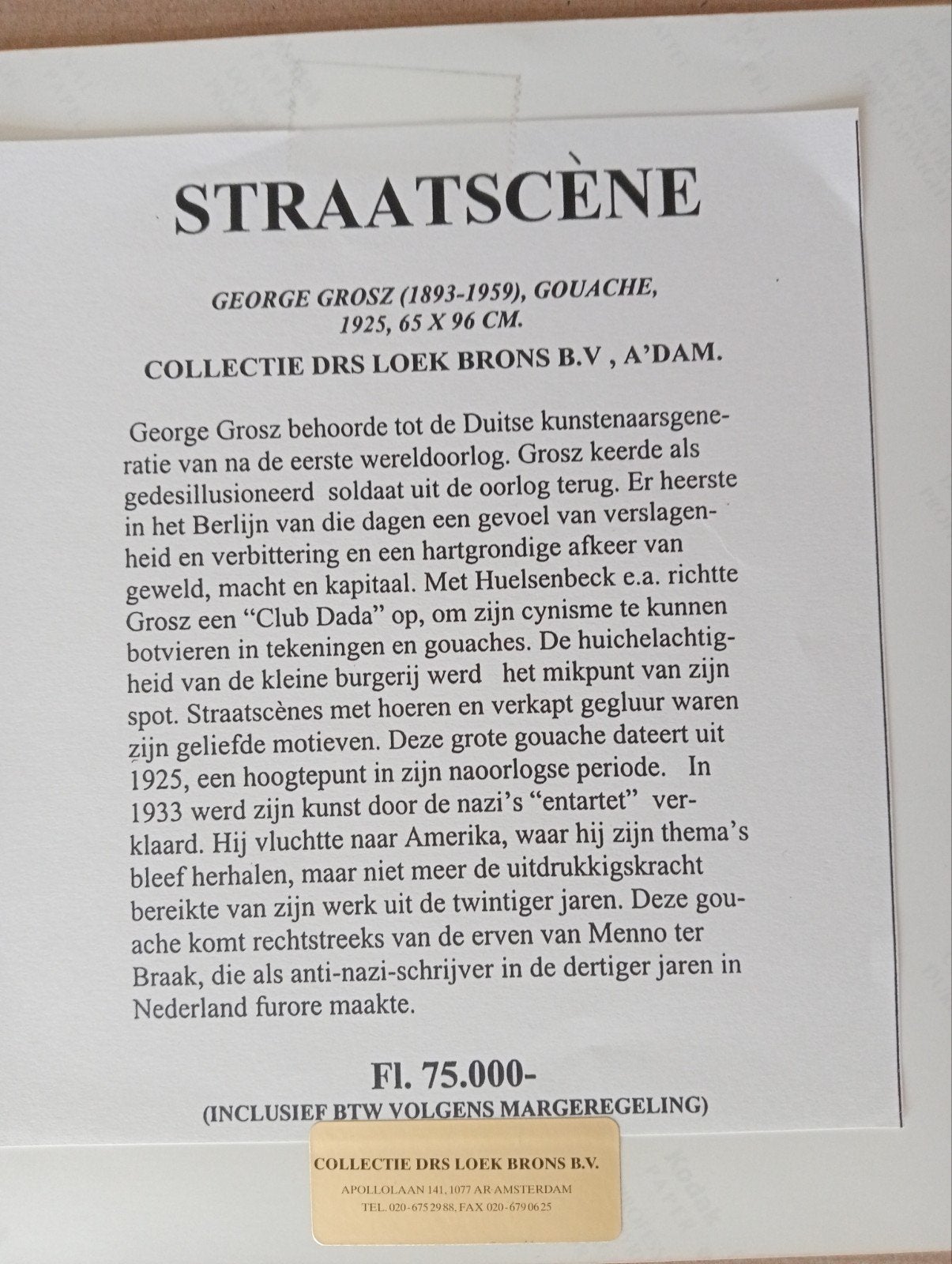 George Grosz Straatscene Flirt Persfoto Loek Brons, Ophalen of Verzenden