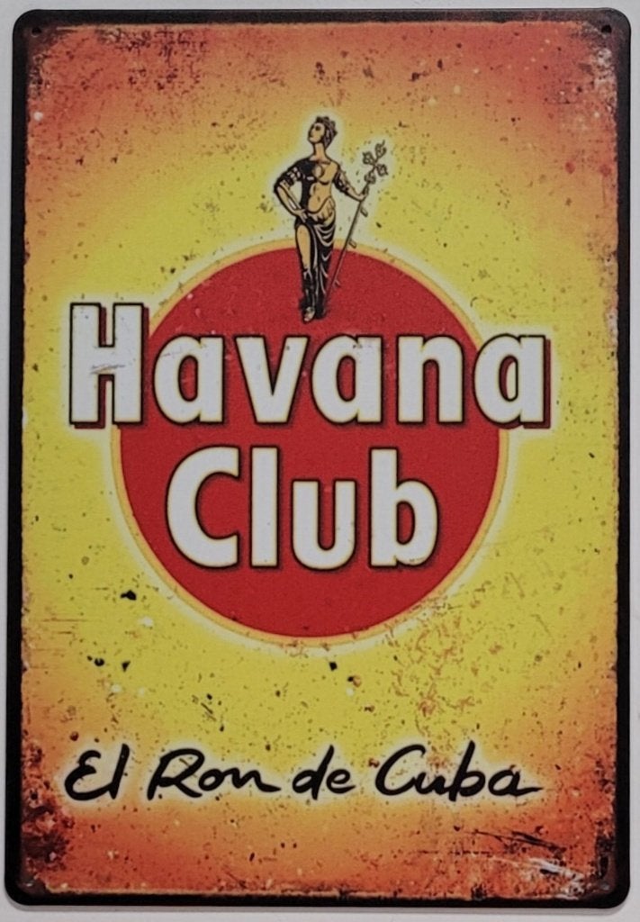 Havana Club Verticaal reclamebord van metaal wandbord deco, Verzamelen, Reclamebord, Info@deconoord.nl, Deco Noord, Nieuw