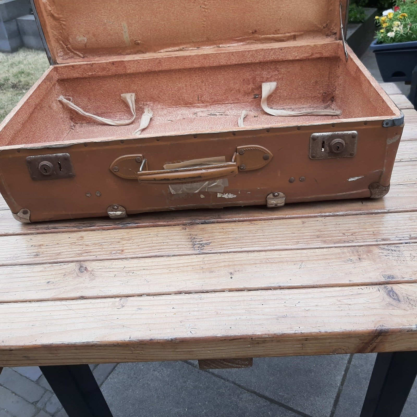 Te koop vintage koffer 600x360x195 kleur lichtbruin, Minder dan 50 cm, Gebruikt, 50 tot 100 cm, Ophalen of Verzenden