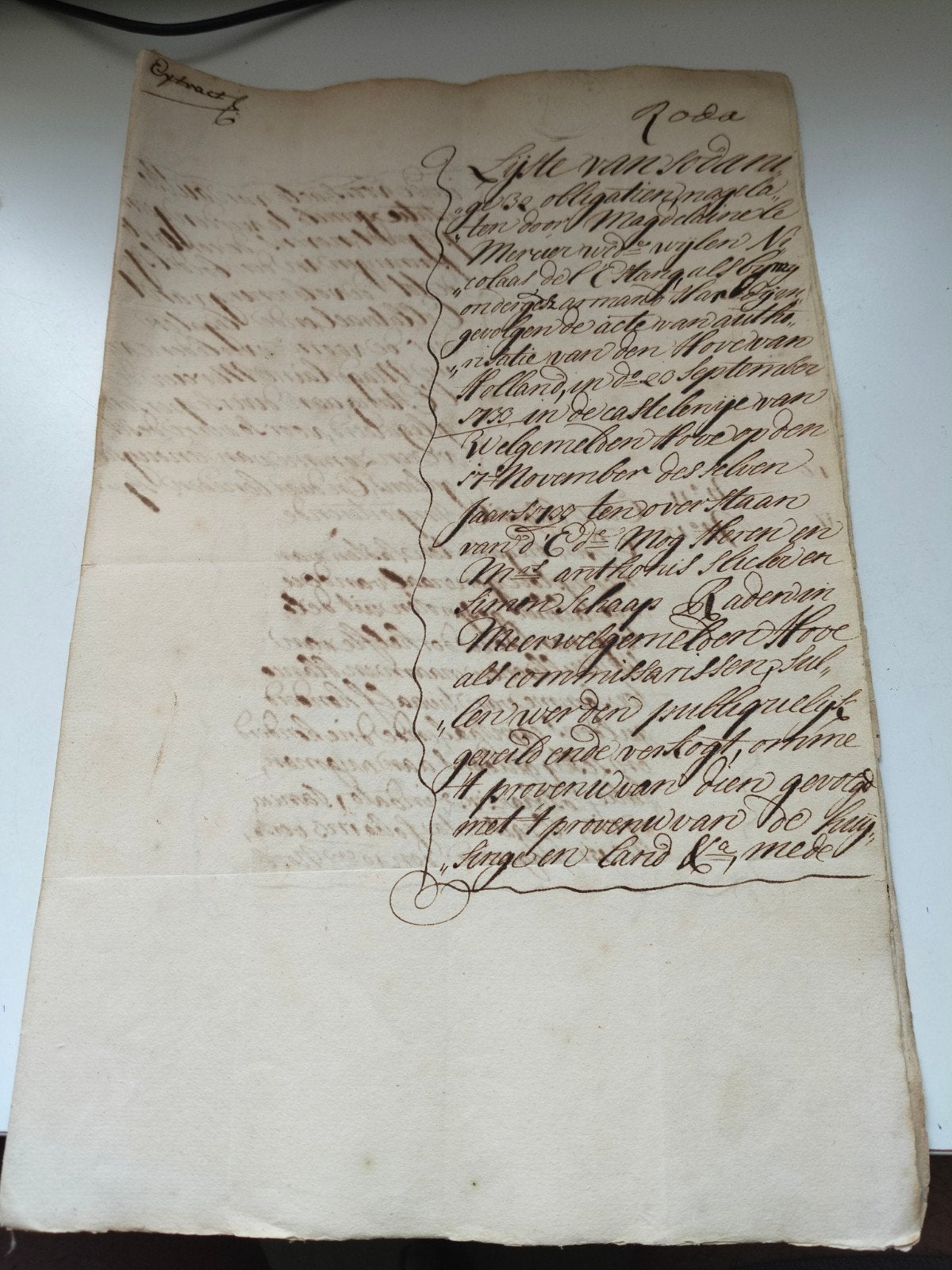 Oud manuscript: Historische documenten (17e-18e eeuw), Verzenden, Onbekend