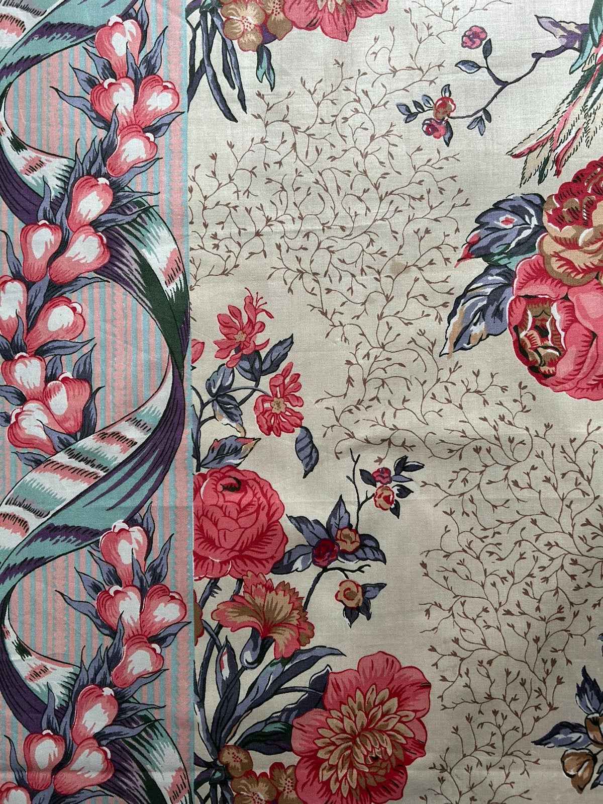 3 lapjes chintz met bloemen, Engelse look, Hobby en Vrije tijd, Stoffen en Lappen, Gebruikt, Ophalen of Verzenden, Katoen, Roze
