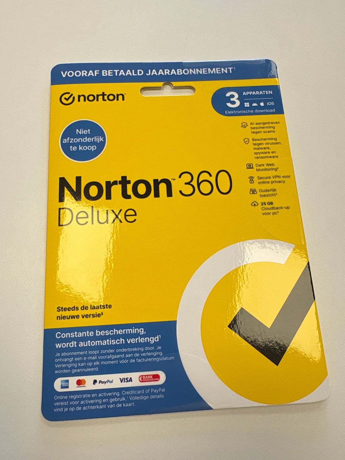 Norton 360 Deluxe - 3 apparaten - 1 jaar abonnement, Computers en Software, Antivirus- en Beveiligingssoftware, Verzenden, Nieuw