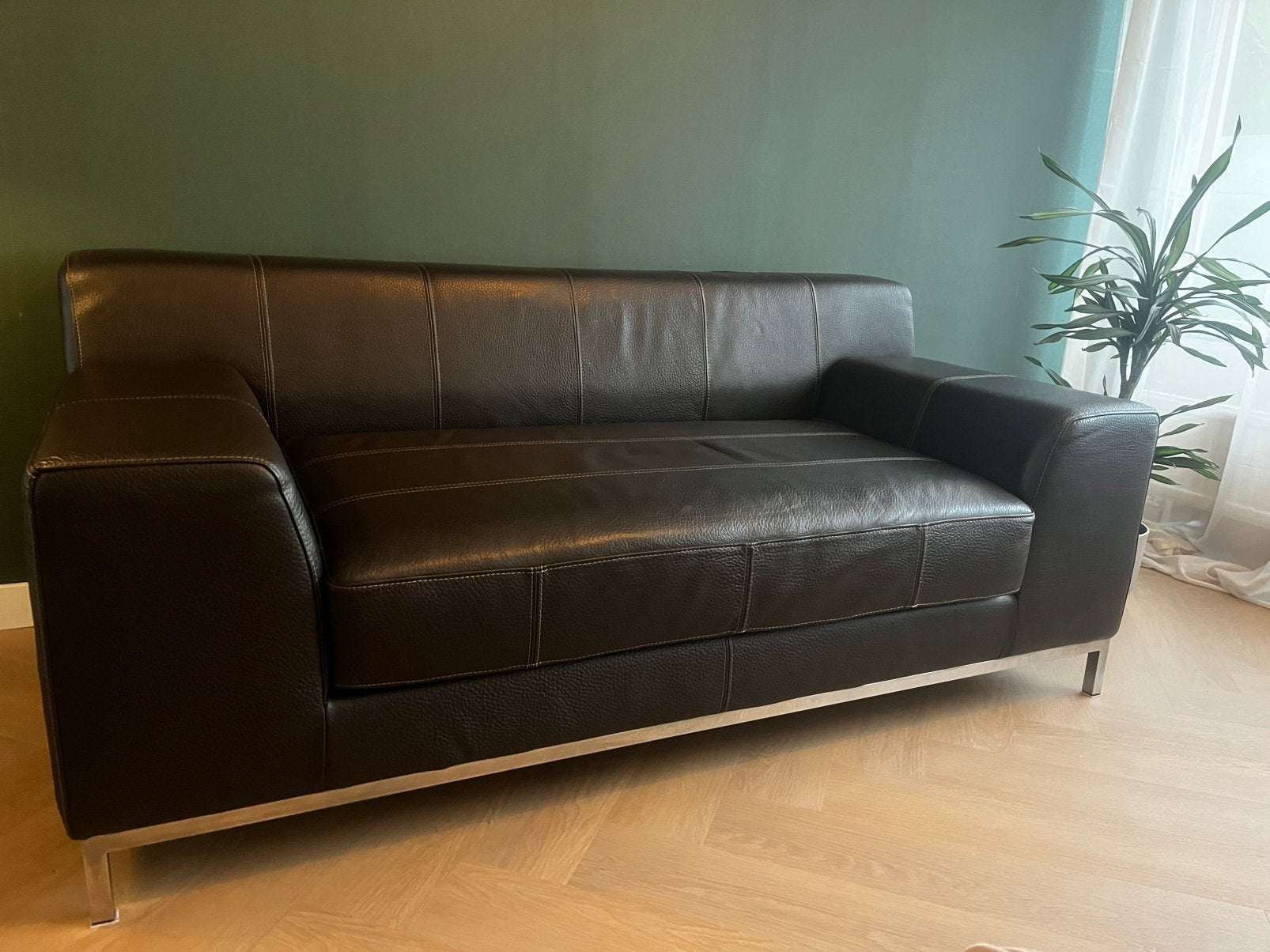 Vintage IKEA Kramfors 2-zitsbank | Donkerbruin leer