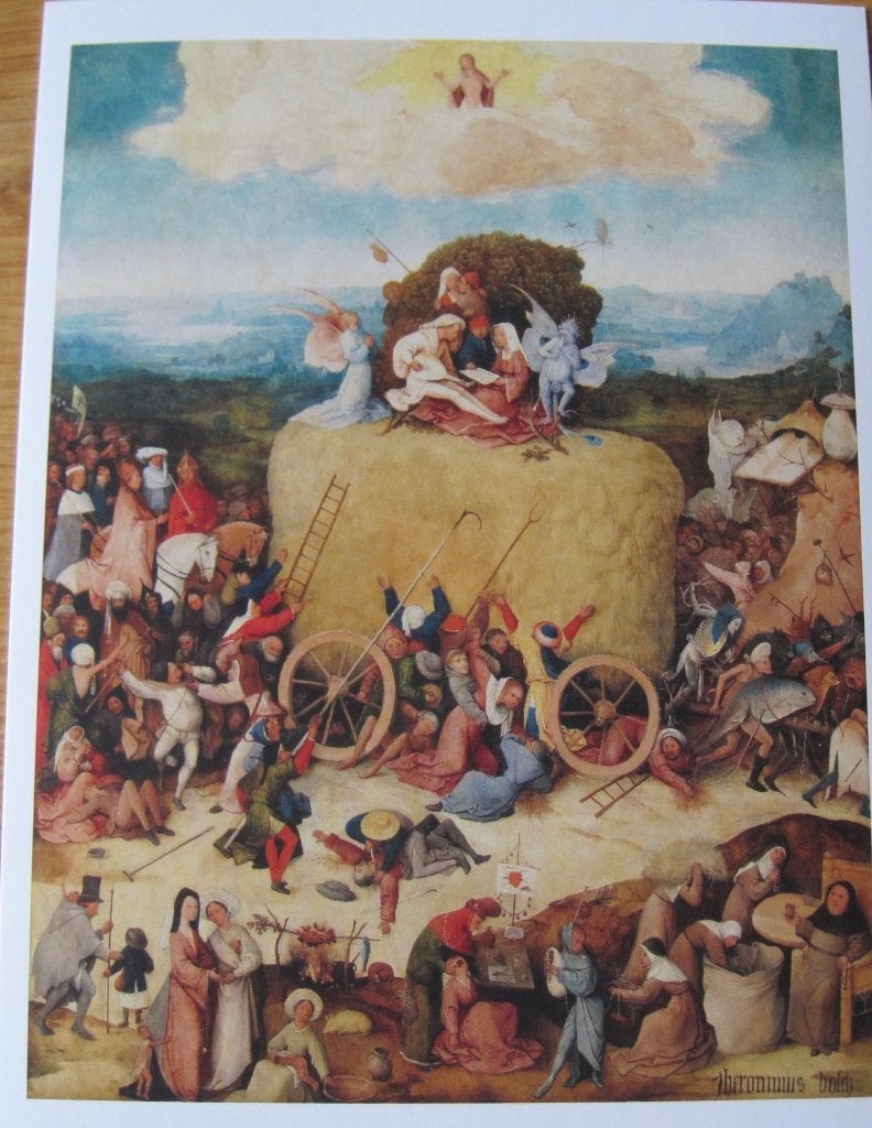 Jeroen Bosch - Het Hooiwagen drieluik - middenpaneel, Ophalen of Verzenden, 1980 tot heden, Ongelopen, Overige thema's