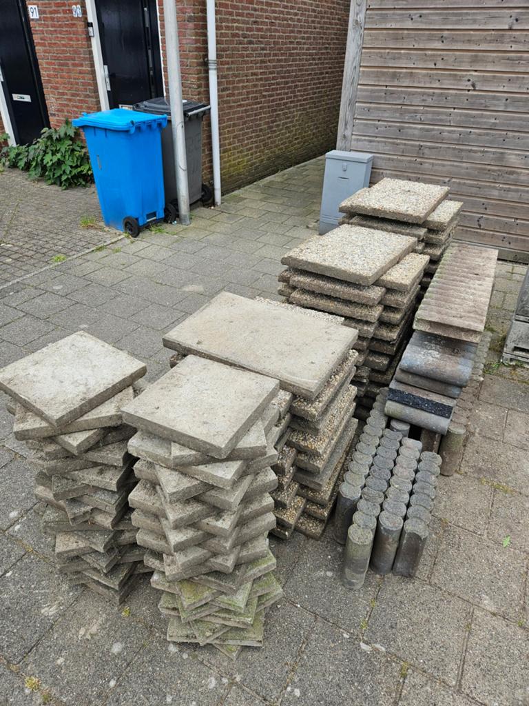 terrastegels (60x40) en bandjes, Tuin en Terras, Tegels en Klinkers, Ophalen, Gebruikt, Beton, Terrastegels