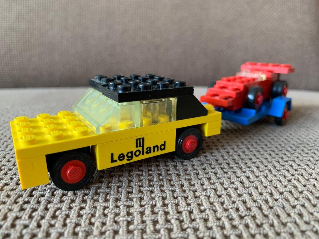 Lego 650-1 Auto, aanhanger en raceauto (ca. 1972)	  45   2, Gebruikt, Lego, Ophalen of Verzenden, Compleet