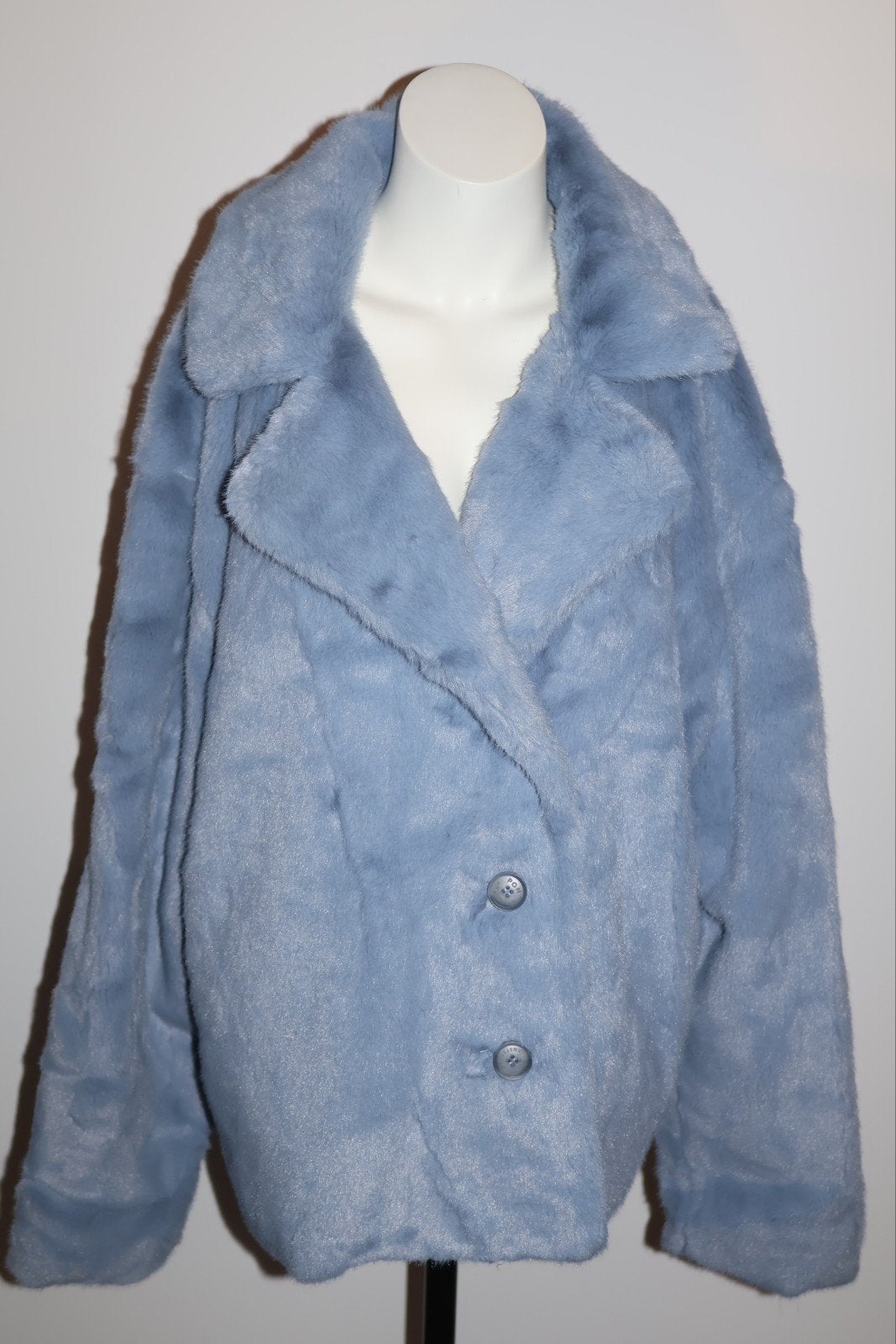 POM Amsterdam Faux Fur Jas Maat 44 / XXL - Zo goed als nieuw, POM Amsterdam, Pom Amsterdam, Blauw, NL
