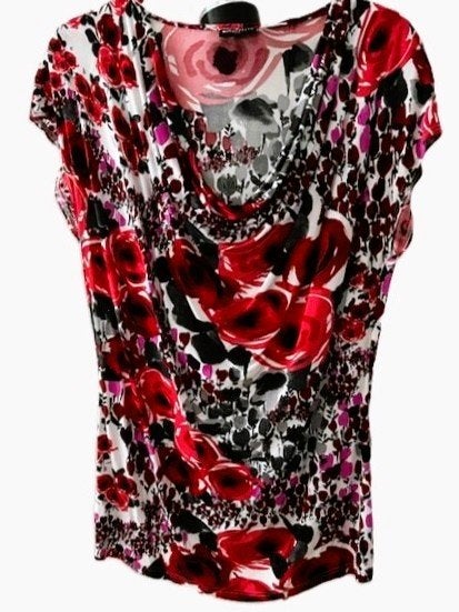 Expresso luxe top rood/roze bloemenprint XXL, Kleding | Dames, Maat 42/44 (L), Zo goed als nieuw, Zonder mouw, Meerkleurig