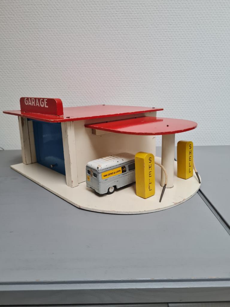 SIO houten speelgoed garage Shell,  jaren 50, De Stijl, Ophalen of Verzenden