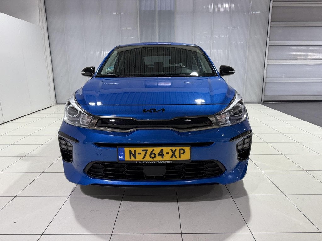 Kia Rio 1.0 T-GDi MHEV GT-Line schuif kanteldak, Apple Carpl, Auto's, Kia, Voorwielaandrijving, Gebruikt, Euro 6, Blauw