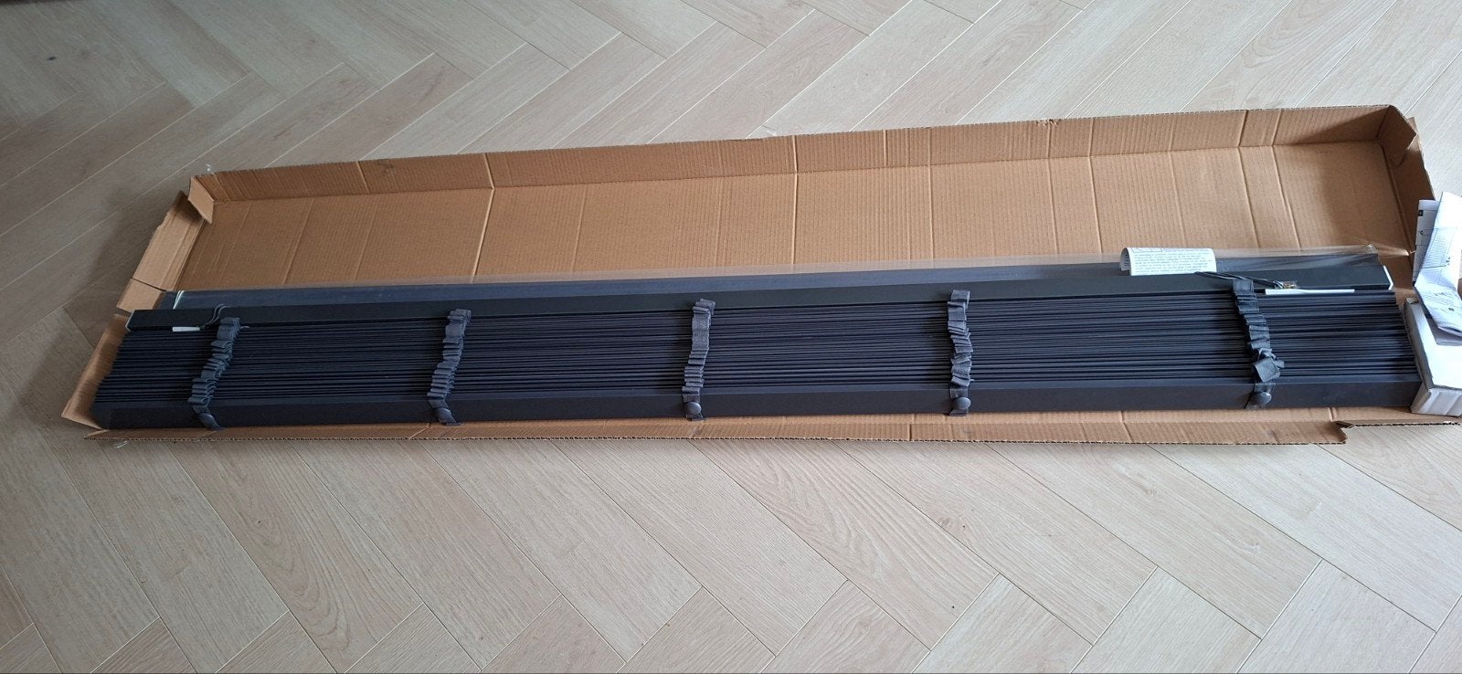 Houten jaloezie breed 200 x lengte 180, antraciet, Ophalen, Jaloezie, 200 cm, 180 cm