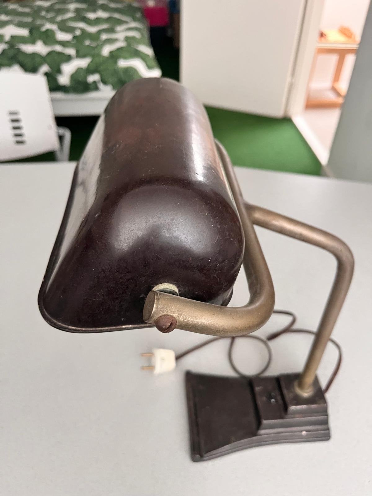 Vintage bureaulamp / tafellamp – messing & metaal, Ophalen